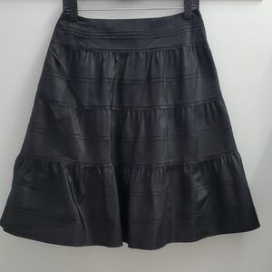 Carmen Marc Valvo Collection Black Silk Skirt Ruffled Hemline Lined Size 10